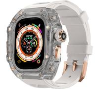 GANYUU Kit de correa de reloj transparente transparente para Apple Watch Ultra de 49 mm, 45 mm, 44 mm, carcasa rígida de policarbonato para reloj de flúor, accesorios de repuesto para iWatch