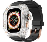 GANYUU Kit de correa de reloj transparente transparente para Apple Watch Ultra de 49 mm, 45 mm, 44 mm, carcasa rígida de policarbonato para reloj de flúor, accesorios de repuesto para iWatch