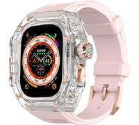 GANYUU Kit de correa de reloj transparente transparente para Apple Watch Ultra de 49 mm, 45 mm, 44 mm, carcasa rígida de policarbonato para reloj de flúor, accesorios de repuesto para iWatch