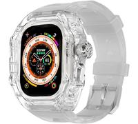GANYUU Kit de correa de reloj transparente transparente para Apple Watch Ultra de 49 mm, 45 mm, 44 mm, carcasa rígida de policarbonato para reloj de flúor, accesorios de repuesto para iWatch