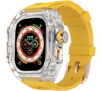 GANYUU Kit de correa de reloj transparente transparente para Apple Watch Ultra de 49 mm, 45 mm, 44 mm, carcasa rígida de policarbonato para reloj de flúor, accesorios de repuesto para iWatch