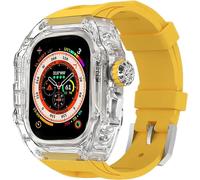 GANYUU Kit de correa de reloj transparente transparente para Apple Watch Ultra de 49 mm, 45 mm, 44 mm, carcasa rígida de policarbonato para reloj de flúor, accesorios de repuesto para iWatch