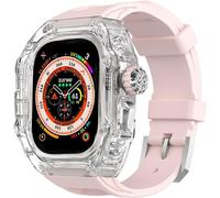GANYUU Kit de correa de reloj transparente transparente para Apple Watch Ultra de 49 mm, 45 mm, 44 mm, carcasa rígida de policarbonato para reloj de flúor, accesorios de repuesto para iWatch