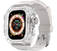 GANYUU Kit de correa de reloj transparente transparente para Apple Watch Ultra de 49 mm, 45 mm, 44 mm, carcasa rígida de policarbonato para reloj de flúor, accesorios de repuesto para iWatch