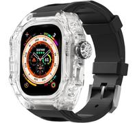 GANYUU Kit de correa de reloj transparente transparente para Apple Watch Ultra de 49 mm, 45 mm, 44 mm, carcasa rígida de policarbonato para reloj de flúor, accesorios de repuesto para iWatch