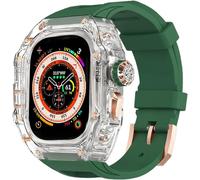 GANYUU Kit de correa de reloj transparente transparente para Apple Watch Ultra de 49 mm, 45 mm, 44 mm, carcasa rígida de policarbonato para reloj de flúor, accesorios de repuesto para iWatch