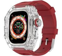 GANYUU Kit de correa de reloj transparente transparente para Apple Watch Ultra de 49 mm, 45 mm, 44 mm, carcasa rígida de policarbonato para reloj de flúor, accesorios de repuesto para iWatch