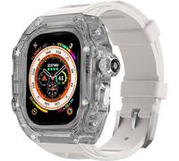 GANYUU Kit de correa de reloj transparente transparente para Apple Watch Ultra de 49 mm, 45 mm, 44 mm, carcasa rígida de policarbonato para reloj de flúor, accesorios de repuesto para iWatch