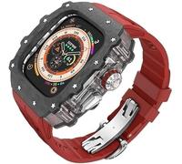 GANYUU Kit de funda de reloj transparente de fibra de carbono, para Apple Watch Ultra 2 de 49 mm, correa de reloj de lujo + funda de reloj de fibra de carbono, para iWatch Series 9/8/7/6/5/4/SE de 45