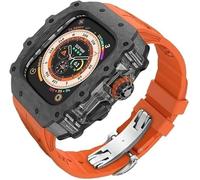 GANYUU Kit de funda de reloj transparente de fibra de carbono, para Apple Watch Ultra 2 de 49 mm, correa de reloj de lujo + funda de reloj de fibra de carbono, para iWatch Series 9/8/7/6/5/4/SE de 45