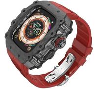 GANYUU Kit de funda de reloj transparente de fibra de carbono, para Apple Watch Ultra 2 de 49 mm, correa de reloj de lujo + funda de reloj de fibra de carbono, para iWatch Series 9/8/7/6/5/4/SE de 45