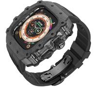 GANYUU Kit de funda de reloj transparente de fibra de carbono, para Apple Watch Ultra 2 de 49 mm, correa de reloj de lujo + funda de reloj de fibra de carbono, para iWatch Series 9/8/7/6/5/4/SE de 45