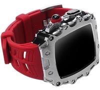 GANYUU Kit de modificación, caja de reloj de aleación de zinc y correa de reloj de silicona, para Apple Watch S8 7 de 44 mm, 45 mm, correa de reloj de gel de sílice resistente con hebilla de acero