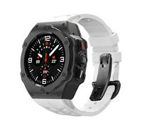 GANYUU Kit de modificación de aleación para Samsung Galaxy Watch 7 Ultra 47MM Caja de metal para Galaxy Watch 7 Ultra Fluororubber Strap Diy Mod Kit Correas de reloj(B-W)