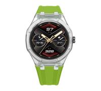 GANYUU Kit de modificación de banda de caja de glaciar transparente para HUAWEI GT Cyber Watch pulsera de silicona para GT Cyber correas deportivas de goma(Lm green)