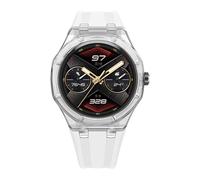 GANYUU Kit de modificación de banda de caja de glaciar transparente para HUAWEI GT Cyber Watch pulsera de silicona para GT Cyber correas deportivas de goma(White)