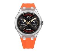 GANYUU Kit de modificación de banda de caja de glaciar transparente para HUAWEI GT Cyber Watch pulsera de silicona para GT Cyber correas deportivas de goma(Orange)