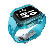 GANYUU Kit de modificación de carcasa transparente, para Apple Watch 8, 7, 6, 5, 4, SE, 45/44 mm, correa de goma, correa deportiva de lujo, 45mm, Ágata