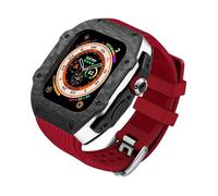 GANYUU Kit de modificación de correa de goma de flúor de fibra de carbono, para Apple Watch Ultra de 49 mm, 45 mm, 44 mm, 9 8 7 6 5 4 SE, kit de correa de repuesto para reloj, 45mm, Ágata