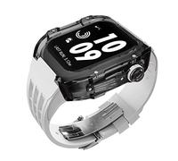 GANYUU Kit de modificación de correa de reloj de 45 mm, 44 mm, para Apple Watch 8, 7, 6, 5, 4, SE, Series SE, kit de modificación transparente, funda de fibra de poliéster, correa de caucho fluorado,