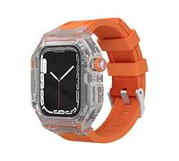 GANYUU Kit de modificación de correa deportiva de goma de flúor transparente, para Apple Watch 8, 7, 6, 5, 4, 3, SE de 45/44/41/40 mm, serie de actualización y reemplazo de correa de reloj, 45mm,