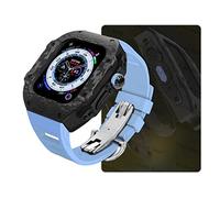 GANYUU Kit de modificación de fibra de carbono, para Apple Watch Case Ultra de 49 mm, 9, 8, 7, 6, 5, 4, SE, 45 mm, 44 mm, correa de reloj de goma de flúor, piezas de repuesto, 49mm, Ágata