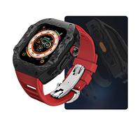 GANYUU Kit de modificación de fibra de carbono, para Apple Watch Case Ultra de 49 mm, 9, 8, 7, 6, 5, 4, SE, 45 mm, 44 mm, correa de reloj de goma de flúor, piezas de repuesto, 44mm, Ágata