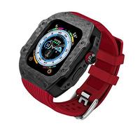 GANYUU Kit de modificación de fibra de carbono, para Apple Watch Case Ultra de 49 mm, 9, 8, 7, 6, 5, 4, SE, 45 mm, 44 mm, correa de reloj de goma de flúor, piezas de repuesto, 44mm, Ágata