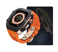 GANYUU Kit de modificación de fibra de carbono, para Apple Watch Case Ultra de 49 mm, 9, 8, 7, 6, 5, 4, SE, 45 mm, 44 mm, correa de reloj de goma de flúor, piezas de repuesto, 45mm, Ágata
