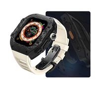 GANYUU Kit de modificación de fibra de carbono, para Apple Watch Case Ultra de 49 mm, 9, 8, 7, 6, 5, 4, SE, 45 mm, 44 mm, correa de reloj de goma de flúor, piezas de repuesto, 44mm, Ágata
