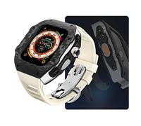 GANYUU Kit de modificación de fibra de carbono, para Apple Watch Case Ultra de 49 mm, 9, 8, 7, 6, 5, 4, SE, 45 mm, 44 mm, correa de reloj de goma de flúor, piezas de repuesto, 45mm, Ágata