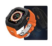 GANYUU Kit de modificación de fibra de carbono, para Apple Watch Case Ultra de 49 mm, 9, 8, 7, 6, 5, 4, SE, 45 mm, 44 mm, correa de reloj de goma de flúor, piezas de repuesto, 49mm, Ágata