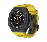 GANYUU Kit de modificación de lujo para Samsung Galaxy Watch 7 Ultra 47 mm Caja de carbono Correa de goma para Galaxy Watch Ultra Funda de fibra de carbono Correas de reloj(Yellow)