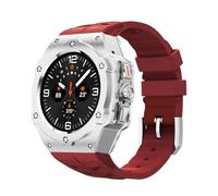 GANYUU Kit de modificación de lujo para Samsung Galaxy Watch Ultra 47 mm Caja de acero inoxidable Correa de silicona para correas de reloj de accesorios DIY Ultra 47 mm(Red Silver)