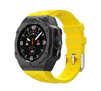 GANYUU Kit de modificación de lujo para Samsung Galaxy Watch Ultra 47 mm Caja de acero inoxidable Correa de silicona para correas de reloj de accesorios DIY Ultra 47 mm(Yellow Black)