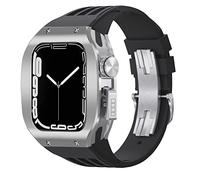 GANYUU Kit de modificación de reloj de aleación de titanio con correa de caucho fluorado, para Apple Watch de 44 mm, 45 mm, 8, 7, SE, 6, 5, 4, Series 8, 7, SE, 6, 5, 4, kit de modificación de lujo,