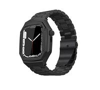 GANYUU Para Apple Watch 9, 8, 7, 6, 5 SE, 45 mm, 44 mm, juego de correa de repuesto para reloj, caja de metal de acero inoxidable, kit de actualización de pulsera, 45MM, Ágata