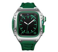 GANYUU Para Apple watch band 44mm 45mm funda protectora de aleación de titanio Para iWatch S9 8 7 6 5 4 correa de reloj modificada(Green,44MM)