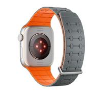 GANYUU Para Apple Watch band 49mm 46mm 45mm 44mm 42mm correas de reloj magnéticas de silicona décima correa de silicona impermeable(Gray orange,42/44/45mm)