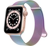 GANYUU Para Apple Watch Band Series 9, Ultra 2, SE, Ultra 8 7 6 5 4 3 2 1 38 mm 40 mm 41 mm 42 mm 44 mm 45 mm 49 mm Mujeres y hombres, reemplazo de cierre magnético con bucle de malla de acero inoxida