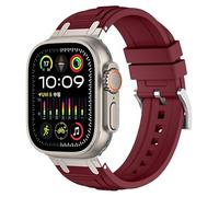 GANYUU Para Apple Watch Band Ultra 2 49mm 45mm 44mm correa de goma Serie 10 9 8 7 6 5 4 3 2 1 SE con conector de Metal S10 46mm 42mm correas de reloj(H,42/4445mm)