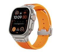 GANYUU Para Apple Watch Band Ultra 2 49mm 46mm 45mm 44mm correa de goma Serie 10 9 8 7 6 5 4 3 2 1 SE con conector de Metal(B,46mm)