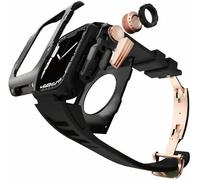 GANYUU Para Apple Watch Series 8, 7, 45 mm, carcasa de metal con correa de caucho fluorado, para iWatch 6, SE, 5, 4, 44 mm, cubierta de aluminio, repuesto para reloj, 45MM, Ágata