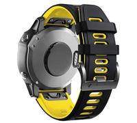 GANYUU Para Fenix 8 6X Pro Watch Band/Fenix 5X Watch Band/Fenix 7X Watch Band 26MM correa de reloj de silicona para Fenix 6X/5X Plus/7X(Black-Yellow)