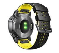GANYUU Para Garmin Fenix 8X Fenix 7X Correa deportiva de silicona para reloj Correa de repuesto de 26 mm para Fenix 6X/6X Pro/5X Plus/Tactix 7 Pro/Enduro 2/Fenix 3/Descent Mk2(Black-yellow)
