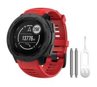 GANYUU Para Garmin Instinct Band, correa de reloj de repuesto de silicona suave Compatible con Instinct 2/Solar/Tactical WatchBand(Red)