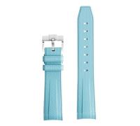 GANYUU Para Omega X Swatch Joint MoonSwatch Correa Seamaster 300 hombres mujeres 20mm caucho silicona extremo curvado pulsera correas de reloj(Lake blue)