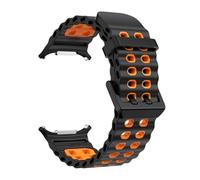 GANYUU Para Samsung Galaxy Watch Ultra 47mm accesorios pulsera de silicona deportiva marina correa para Galaxy Watch 7 ultra correas de reloj(Black-orange)