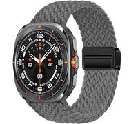 GANYUU Para Samsung Galaxy Watch Ultra Correa 47mm Accesorios Pulsera deportiva trenzada de nailon magnético Correa para Galaxy Watch 7 Ultra WatchBands(Gray)