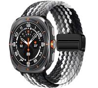 GANYUU Para Samsung Galaxy Watch Ultra Correa 47mm Accesorios Pulsera deportiva trenzada de nailon magnético Correa para Galaxy Watch 7 Ultra WatchBands(Black clever)